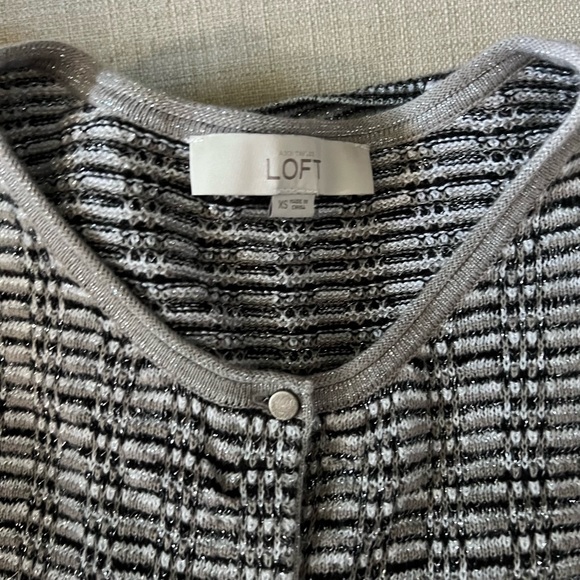 Ann Taylor Loft Women’s Cardigan, Black with Metallic Silver, XS - Picture 2 of 2